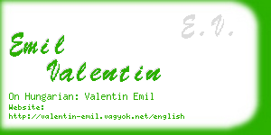 emil valentin business card